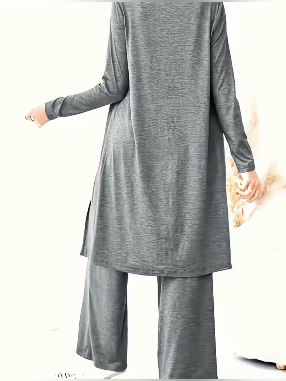 Women's 3-Piece Lounge Set - Soft Knit Cardigan, Tank & Wide-Leg Pant - Picture 2 of 3
